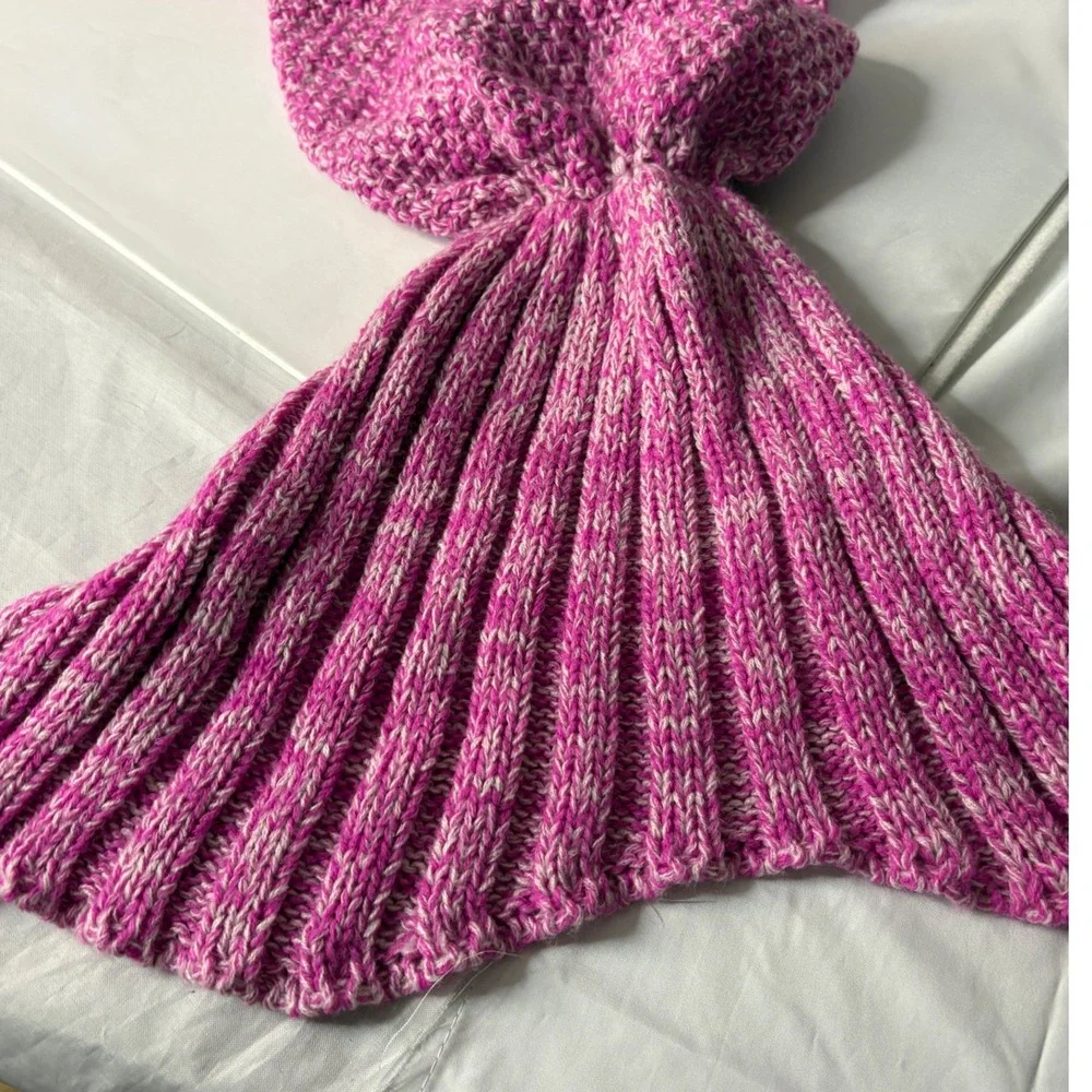 FYHAP‎ Mermaid Tail Blanket Pink Knit Cozy Soft Blanket 44